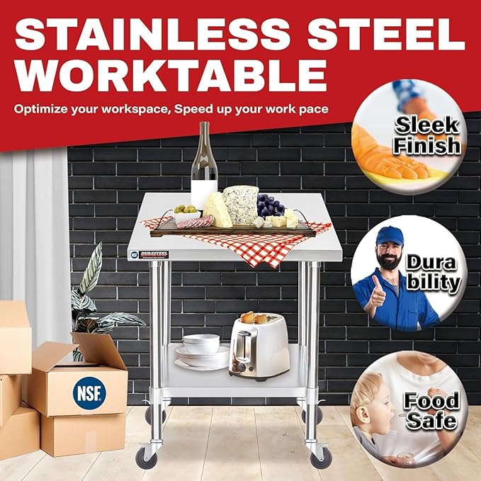 DuraSteel 30x30 NSF Stainless Steel Cart Work Table - Image 4