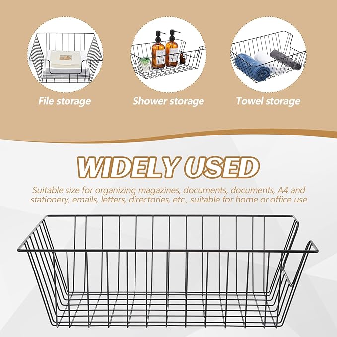 Yeaqee 12 Pcs Letter Tray Wire Paper Trays Black Stackable File Desk Organizer - Image 4
