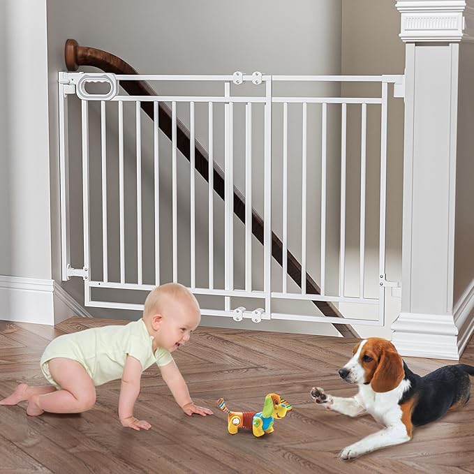 Grownsy Baby Gate for Stairs- No Bottom Bar, Adjustable Width 32” to 48” for by GROWNSY