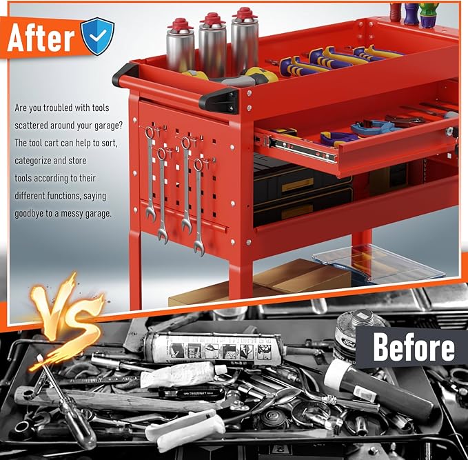 3-Tier Rolling Tool Cart, Heavy Duty - Image 6