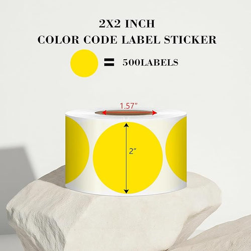 2 Inch Yellow Circle Stickers 500 Pcs, Permanent Color Coding Dots - Image 2