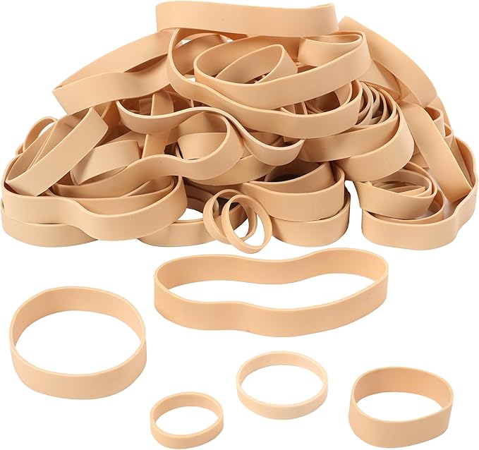 HAIDIBAO-Rubber Bands Assorted Sizes 65Pcs Beige Mixed Wide Elastic Bands - Image 3