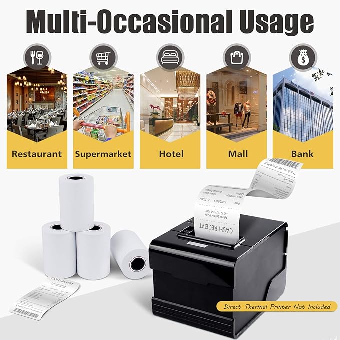 Azure Zone, Thermal Paper Rolls 2-1/4 X 50ft, 100 Rolls, Fits Most POS Machines - Image 5