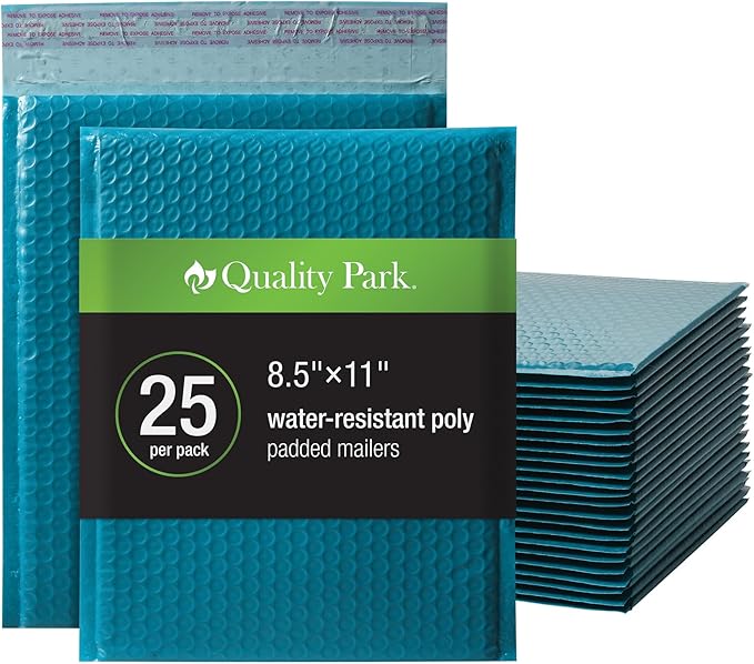 Quality Park Bubble Mailers, 8.25 x 11 Shipping Envelopes, Water Resistant Blue by Quality+Park