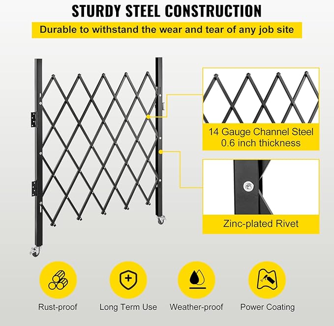 VEVOR Single Folding Security Gate, 51.57" H x 66" W Folding Door Gate - Image 4