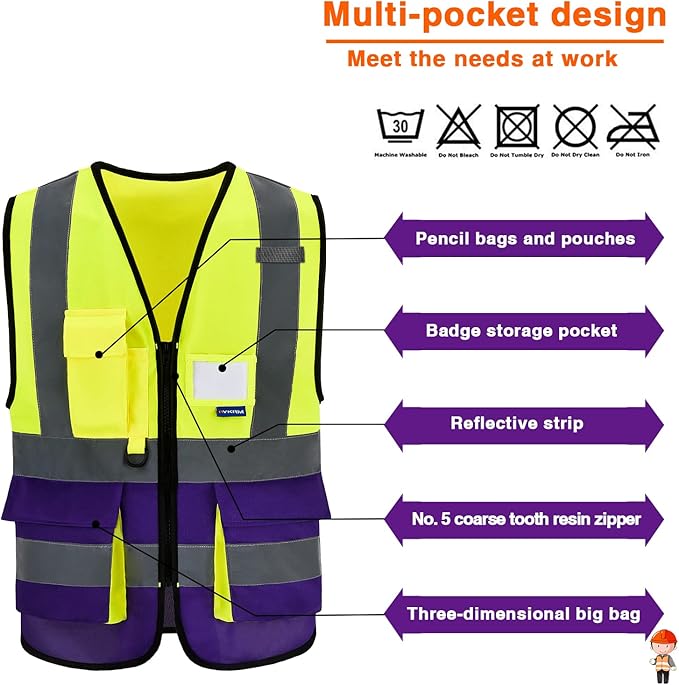safety vest purple and yellow - Image 4