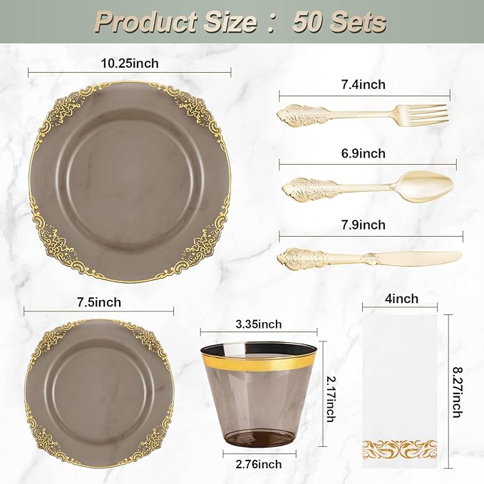 350PCS Clear Black Plastic Plates - Image 2