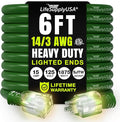 6ft Outdoor/Indoor Extension Cord 14/3 Gauge Heavy Duty 3 Prong SJTW, Waterproof by LifeSupplyUSA