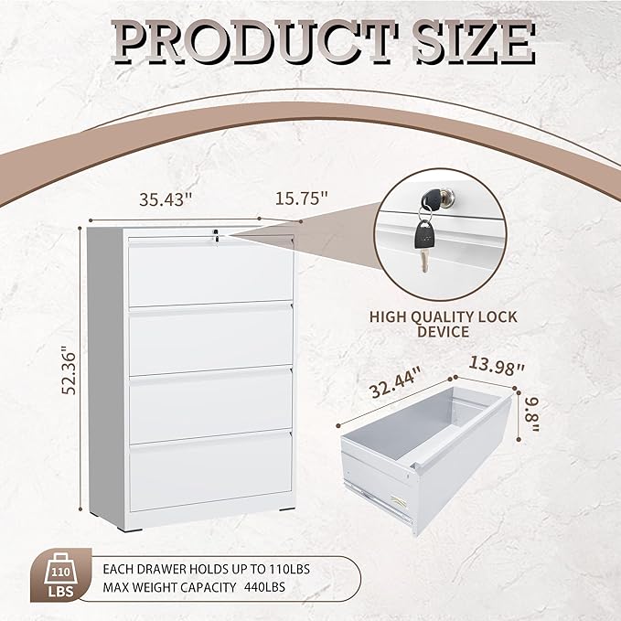 4 Drawer Lateral File Cabinet - Image 3