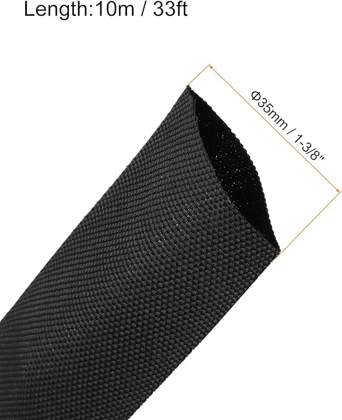 MECCANIXITY Braided Cable Sleeves Heat Shrinkable Fabric Sleeving, 1 3/8" 33ft - Image 2