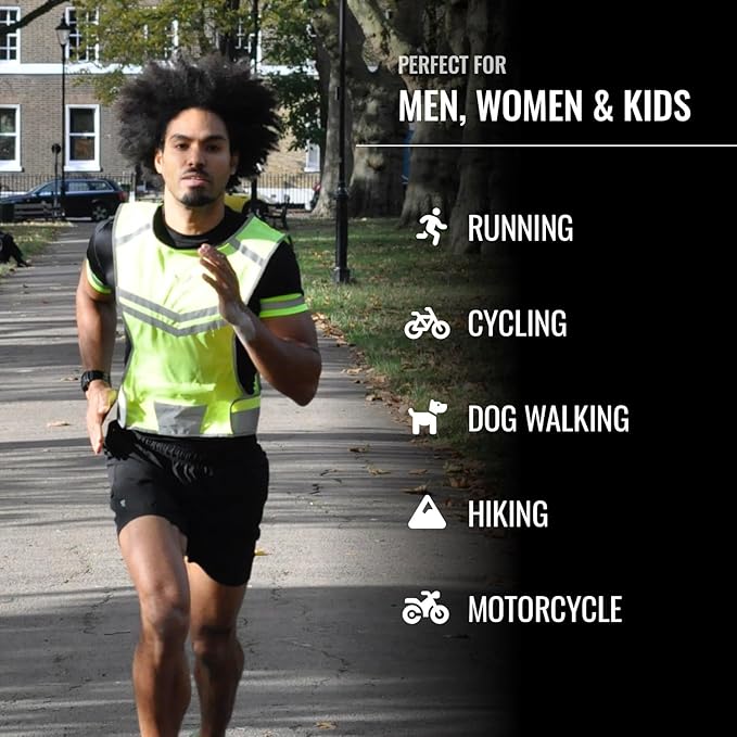 Running Reflective Vest, Inside Pocket & 2 Bands, High Visibility Reflective - Image 5