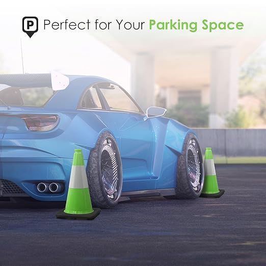 Fluorescent Orange/Green PVC Traffic Cones, Heavy Black Base Parking Lot Cone - Image 6