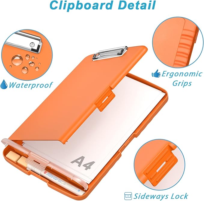 Rimilak Plastic Clipboard with Storage, 8.5 x 11 High Capacity Folio Nursing - Image 5