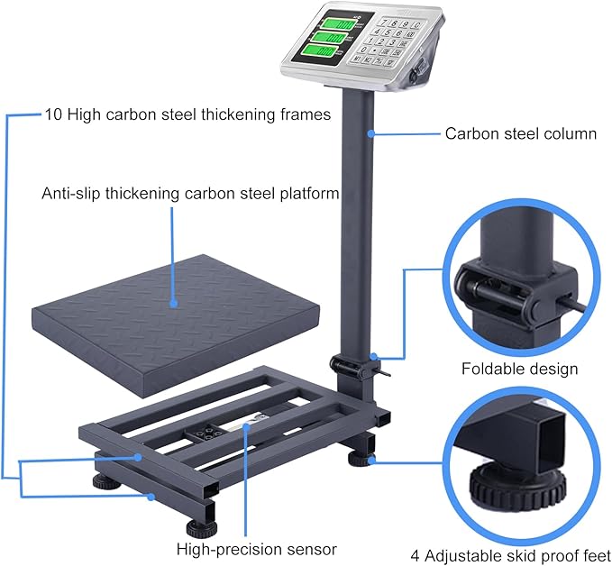 TUFFIOM 220lb Weight Electronic Platform Scale, Digital Floor Heavy Duty - Image 6