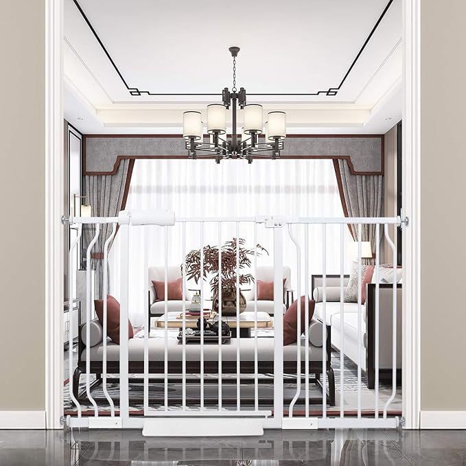 Extra Wide Baby Gate Tension Indoor Safety Gates White Metal Large Pressure by COSENDBABYGATE