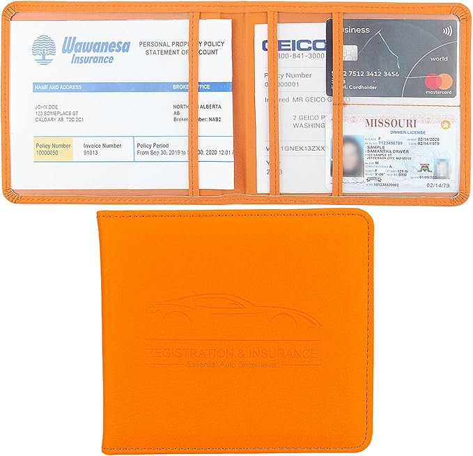 Car Registration and Insurance Holder, Premium Pu Leather Vehicle Glove Box by Miunice