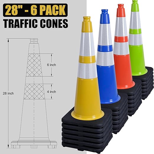 6 Pack 28" Large PVC Traffic Cones - Image 3