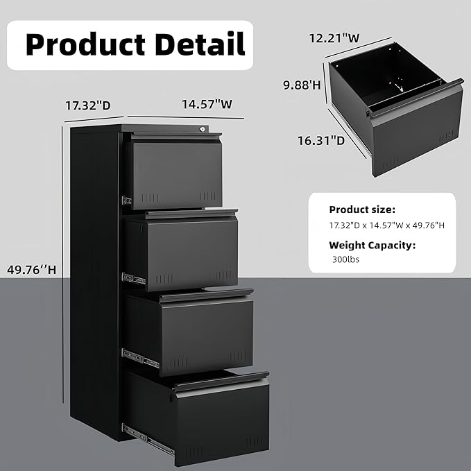 Vertical 4 Drawer File Cabient - Image 2