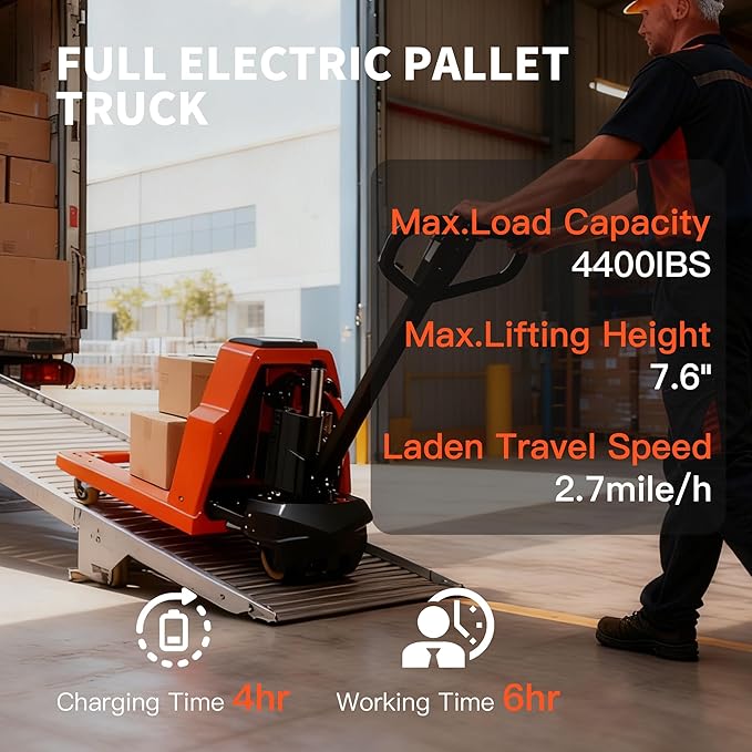 Full Electric Pallet Jack, 4400lbs Capacity Electric Pallet Lift Trucks - Image 4