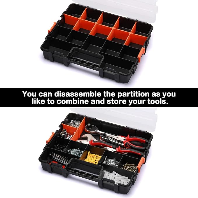 AIRTOON Tool Box Organizer Interlocking Black Small Parts Organizer - Image 6