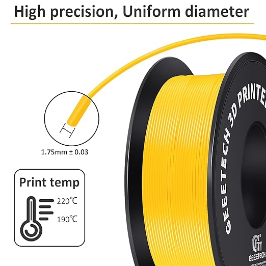 Geeetech Yellow PLA Filament 1.75mm, 3D Printer Filament Dimensional Accuracy - Image 4