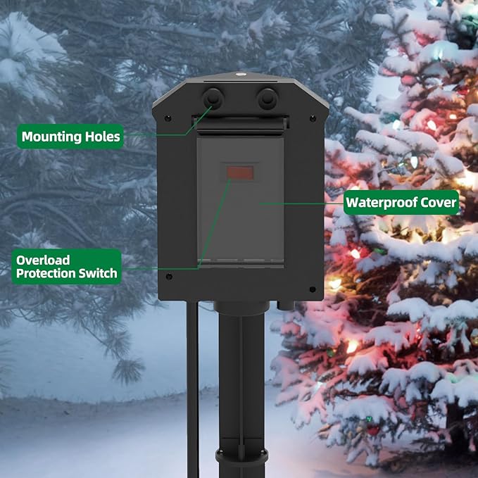 TiFFCOFiO Outdoor Power Strip Weatherproof, 25 FT Extension Cord - Image 2