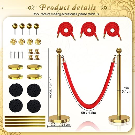 4PCS Gold Stanchions Posts - Image 2