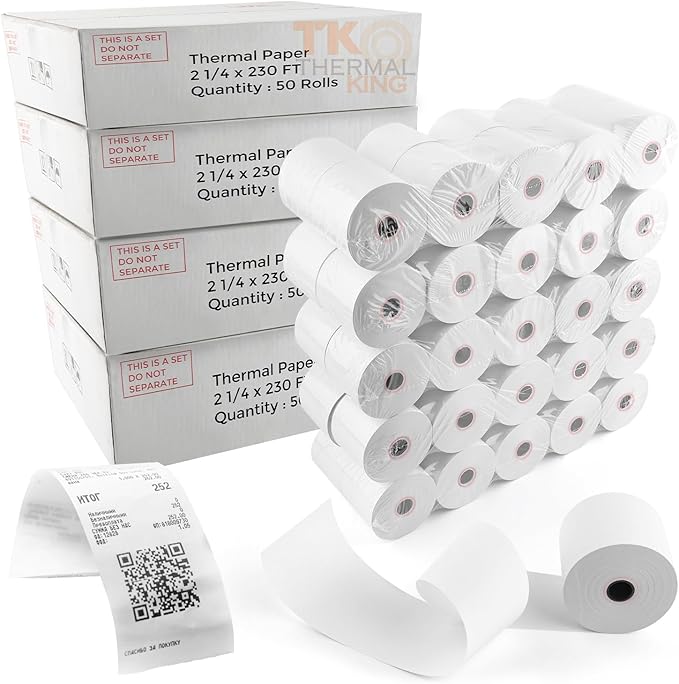 2-1/4''x230' Pos Thermal Receipt Paper Cash Register Roll, 200 rolls by TKThermalKing