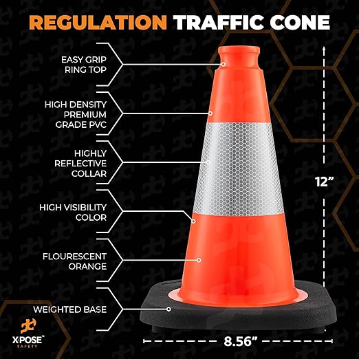 Xpose Safety 12 Inch Orange Traffic Cones - Image 2