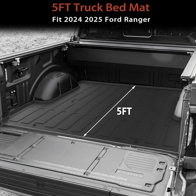 KARPAL Truck Bed Mat for Ford Ranger 2024 2025 2026, All Weather TPE Truck Bed - Image 2
