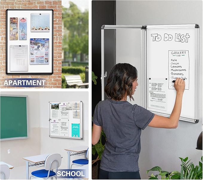 SWANCROWN Lockable Bulletin Boards Black Frame Enclosed Display Case, - Image 7
