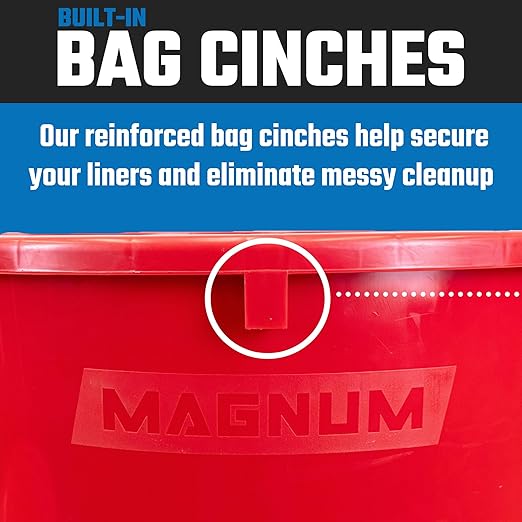 Magnum 32 Gallon Trash Can, High-Vis Red, Construction Grade, Heavy Duty Plastic - Image 3
