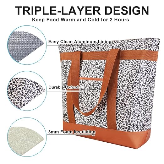 Insulated Reusable Tote Bag for Grocery Shopping for Women/Men, Pizza/Food - Image 9