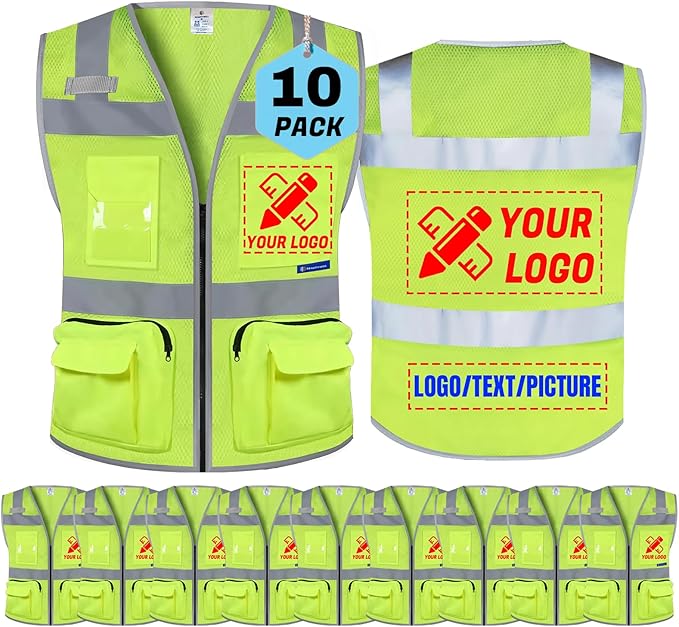 BeautyWill Custom Logo Safety Vest Class2 High Visibility Reflective Vest by BeautyWill