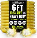 6ft Outdoor/Indoor Extension Cord 10/3 Gauge Ultra Heavy Duty 3 Prong SJTW by LifeSupplyUSA