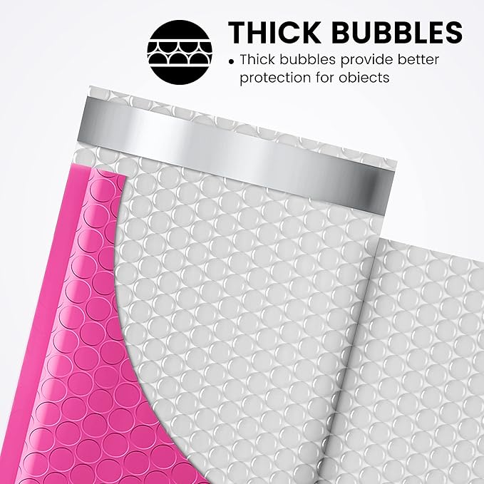 Fuxury Pink Bubble Mailers 4x8" 200 Pack Usable Size 4x7" Waterproof Padded - Image 3