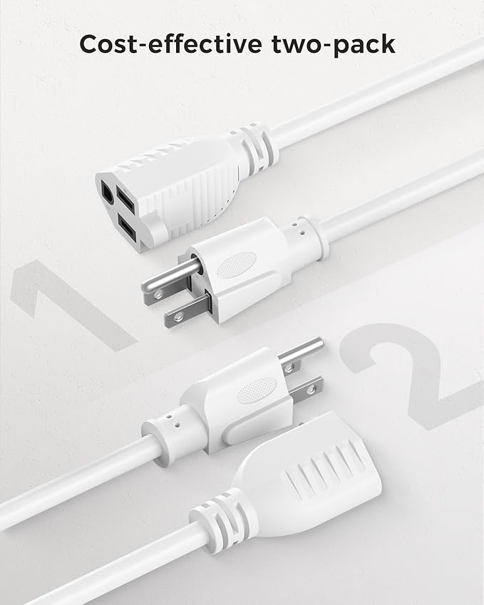 Cable Matters 2-Pack 16 AWG Heavy Duty 13A Power Extension Cord - 10ft - Image 6