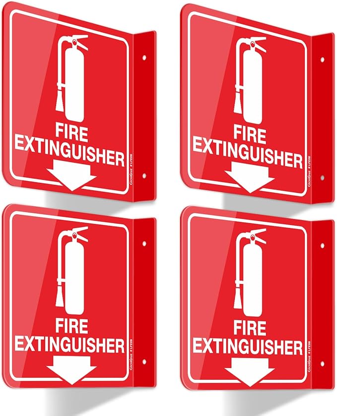 GicnKeuz Fire Extinguisher Sign, Two-Sided Acrylic L-Signs, Including Screws by GicnKeuz