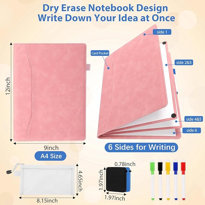 6 Sides Whiteboard Notebook Portable Whiteboard Dry Erase Notebook Portable Dry - Image 2