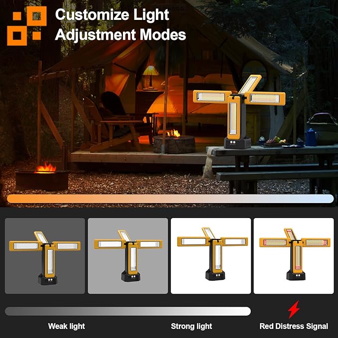 13200mAh Rechargeable Solar Work Light, IPX4 Waterproof - Image 4
