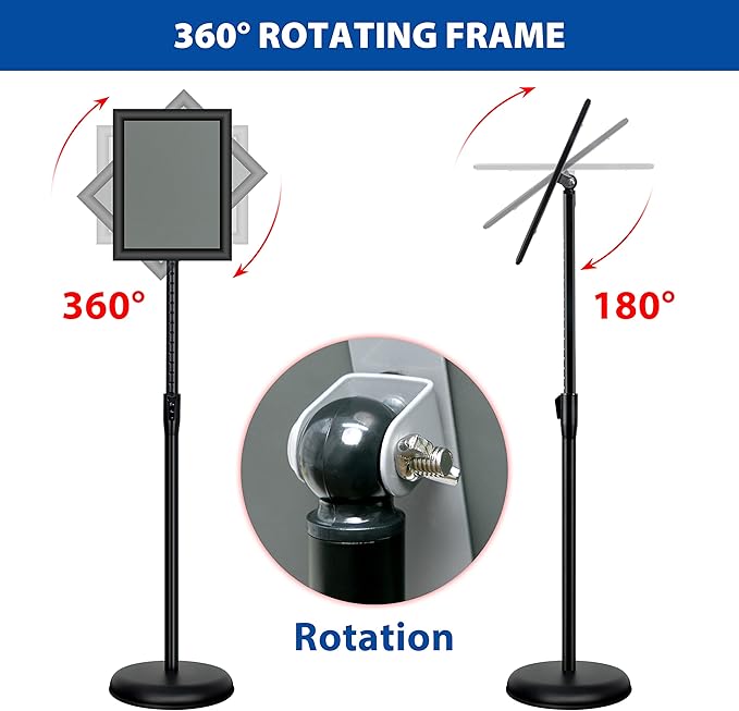 6Packs 8.5x11 Inch Adjustable Pedestal Poster Sign Stand, Heavy Duty Floor - Image 4
