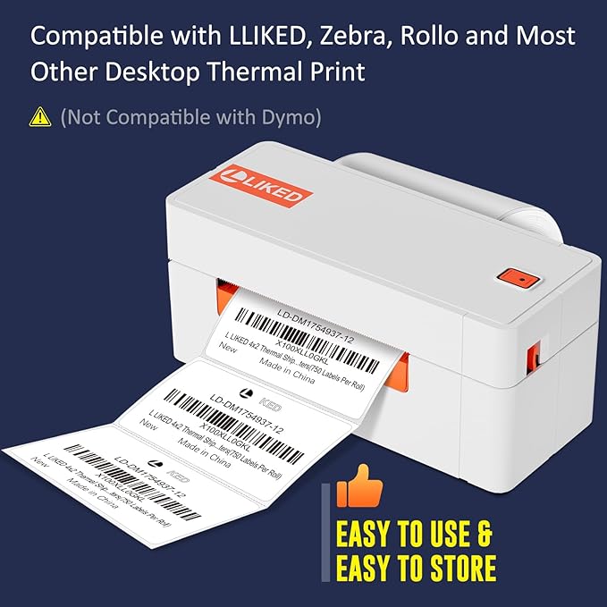 L LIKED 4" x 2" Direct Thermal Labels, Permanent Adhesive Barcode Shipping - Image 7