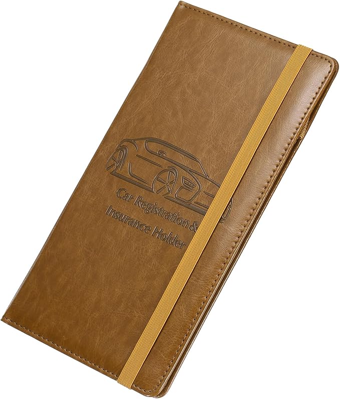 HARFINGTON Car Registration and Insurance Holder 9.45" x 5.04" PU Leather by HARFINGTON