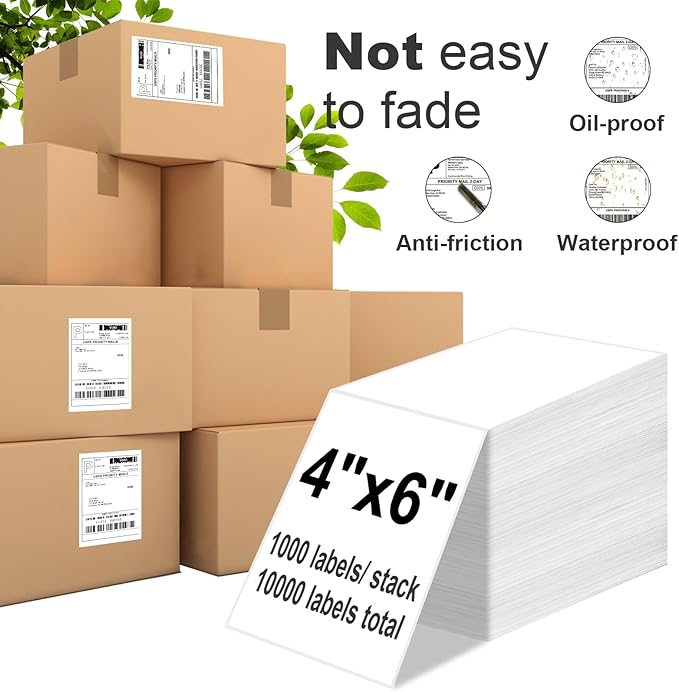 SJPACK 4 x 6 Fanfold Label, 10000 Thermal Shipping Labels - Image 3