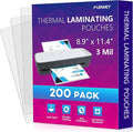 200 Pack Laminating Sheets, 3 mil, 8.9" x 11.4" Thermal Laminating Pouches by FURWEY