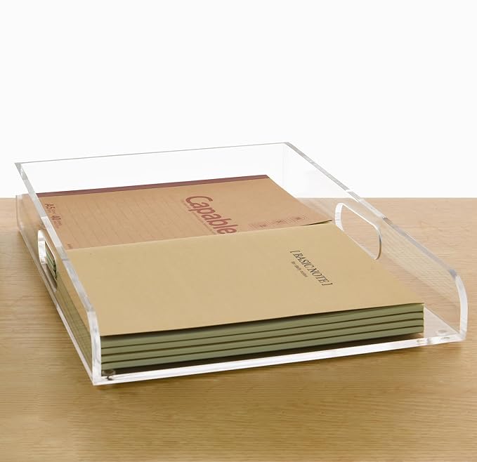 Clear Acrylic Paper Trays, Desk File Organizer, A4 Paper Holder, Low-Profile - Image 4