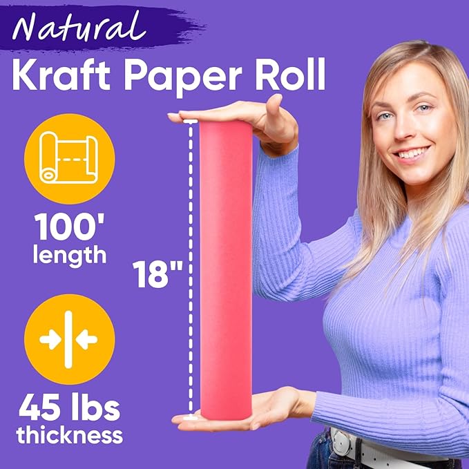 USA Made 18" x 1200" Pink Kraft Paper Roll, 45 lbs Thickness, American Quality - Image 2