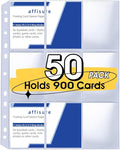 9 Pocket Card Sleeves, Holds 900 Cards, Trading Card Binder Sleeves, 3 Ring 9 by Affisure