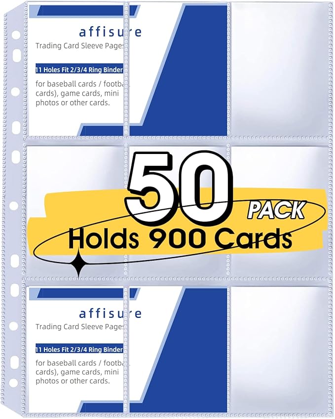 9 Pocket Card Sleeves, Holds 900 Cards, Trading Card Binder Sleeves, 3 Ring 9 by Affisure