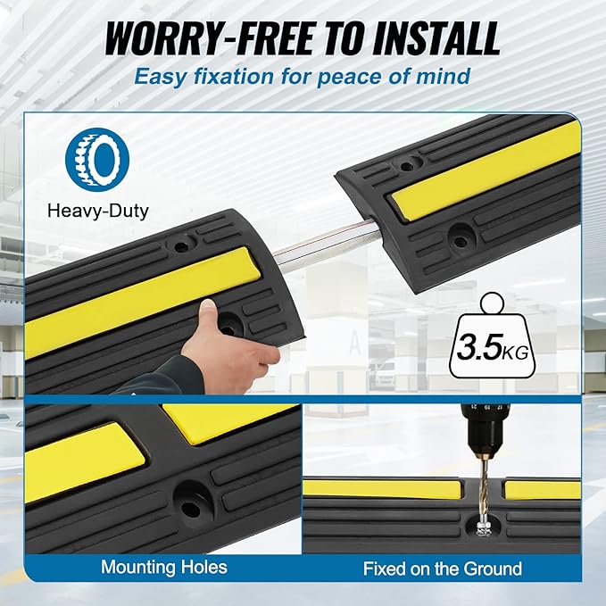 VEVOR 3.28 ft Cable Protector Ramp, 4 Pack of 1 Channel, 18000 lbs/axle - Image 6